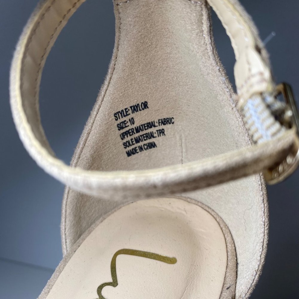 Lulu's Taylor Natural Suede Ankle Strap Block Heels Platform Sandals Nude Beige - Picture 7 of 7